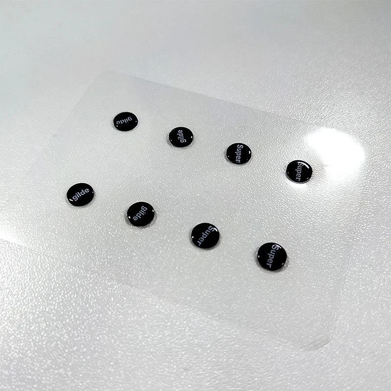 Smooth 2.5D curved edge black tempered glass mouse feet dots
