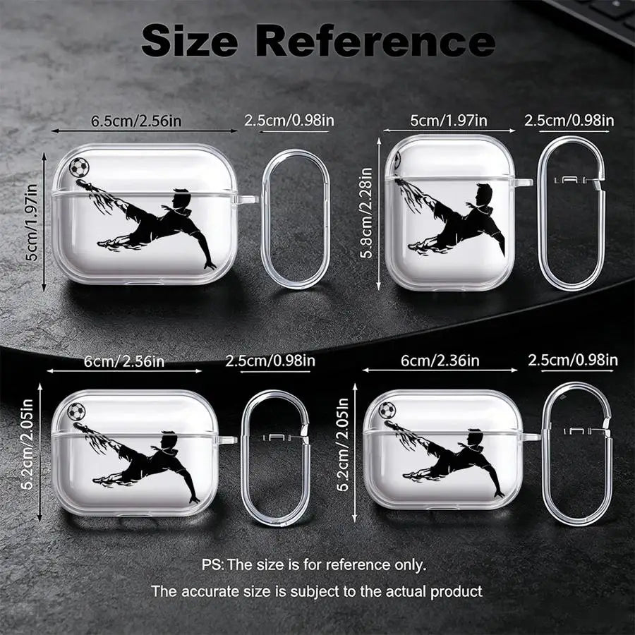 Football Silhouette Clear AirPods Pro 3 Case | Protective Cover & Clip