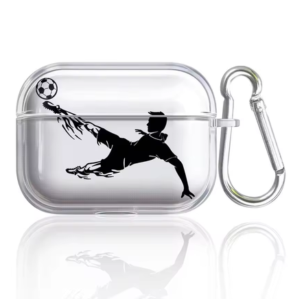 Football Silhouette Clear AirPods Pro 3 Case | Protective Cover & Clip