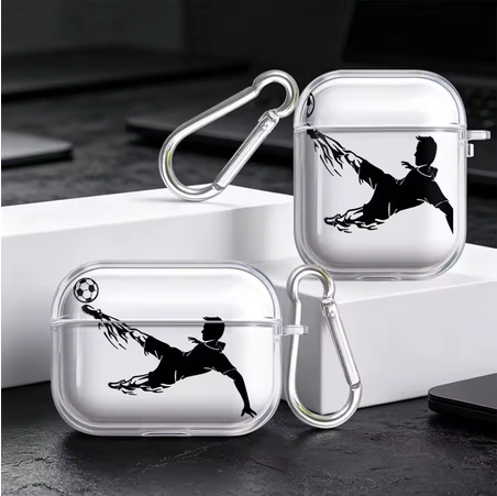 Football Silhouette Clear AirPods Pro 3 Case | Protective Cover & Clip