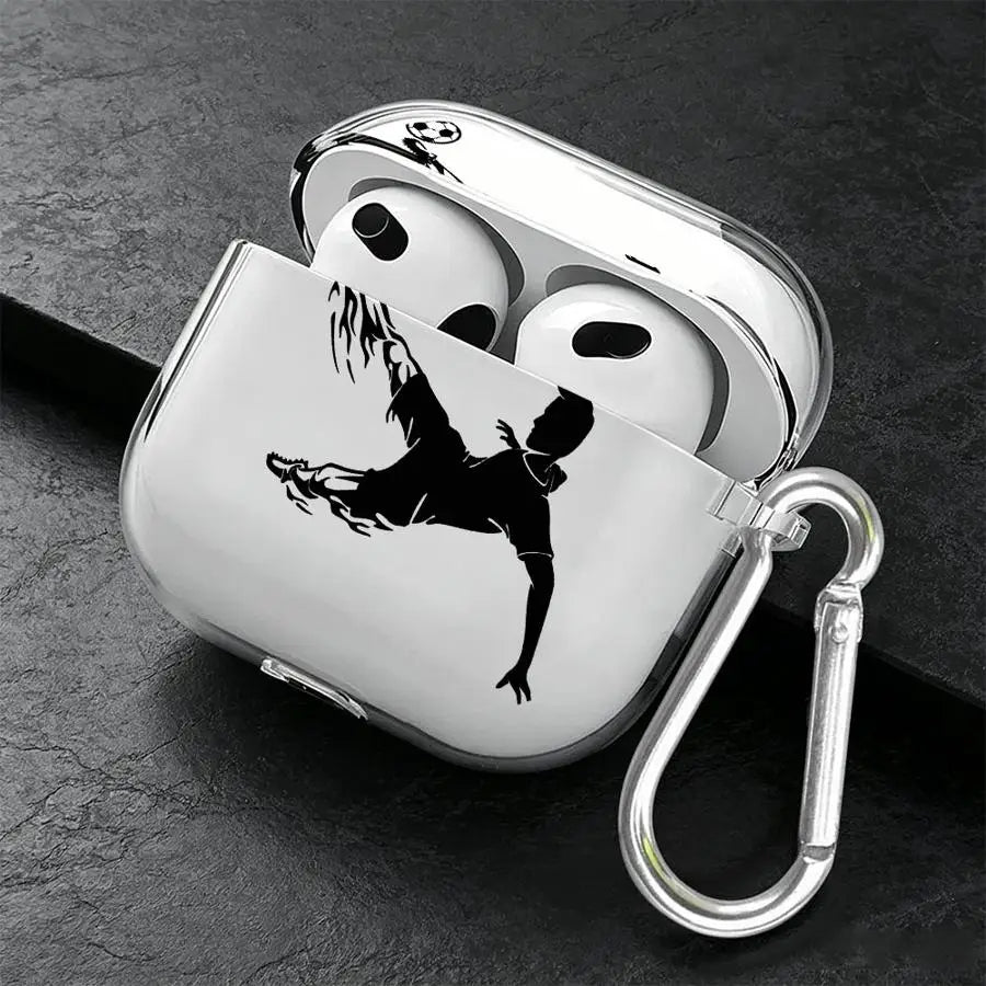 Football Silhouette Clear AirPods Pro 3 Case | Protective Cover & Clip