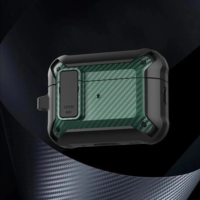 Heavy duty dark green and black protective case for AirPods Pro 2